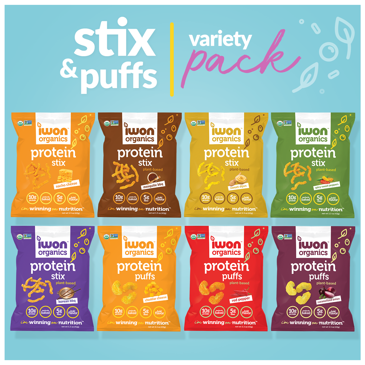 Protein Puffs & Stix Variety Pack (8 flavors, 1.5oz each)